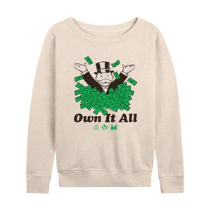Women's - Monopoly - Own It All Lightweight French Terry Wide Neck Long Sleeve Shirt - 1 of 4
