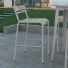 Emma and Oliver Armless Powder Coated Steel Stool with 2 Slat Back for Indoor-Outdoor Use - 2 of 4
