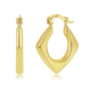 Classic Gold 14K Yellow Gold, Diamond-Shaped 22x20mm Hoop Earrings - Gold - 1 of 3