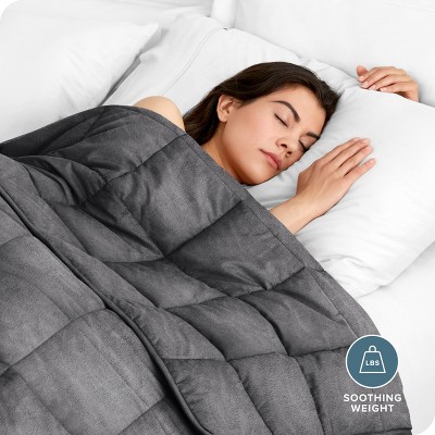 Grey 15 lb Minky Fleece Weighted Blanket for Queen Bed