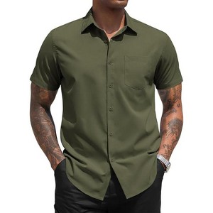 COOFANDY Men's Dress Shirts Short Sleeve Business Casual Regular Fit Button Down Shirts with Pocket - 1 of 4