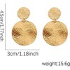 Boho Textured Disc Earrings, Gold Hammered Coin Drop Dangle, Vintage Round Circle Earrings for Women. - 2 of 4