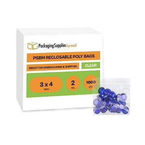 PSBM 1000 Clear 2 Mil 3" x 4" Plastic Bags with Zipper Top for Jewelry and Storage - 1 of 4