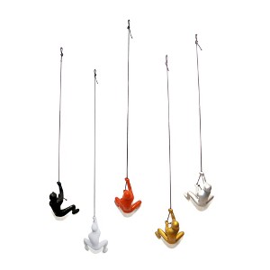 HomeRoots Set of Five Black Gold Orange Silver And White Resin Climbing Man Hanging Dimensional Sculpture - 1 of 3