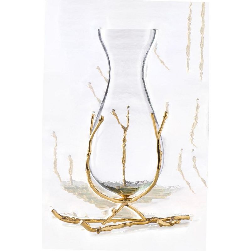 Classic Touch 11" Glass Vase with Gold Twig Base, 2 of 4