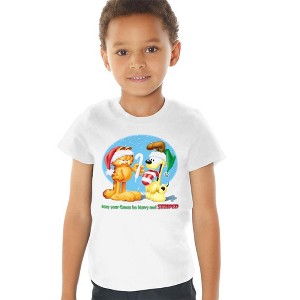 Toddler Boys' Garfield Merry And Striped T-Shirt White - 1 of 4