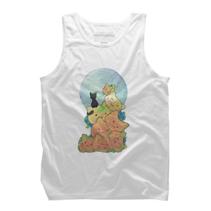 Men's Design By Humans Cat Pumpkin Pile By AwkwardDragon Tank Top - 1 of 3