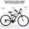 Weize Mountain Bike, 27.5 Inch Cycling MTB 18 Speed, High Carbon Steel Frame with Dual Full Suspension, Black Bikes for Adult Men Women - 4 of 4