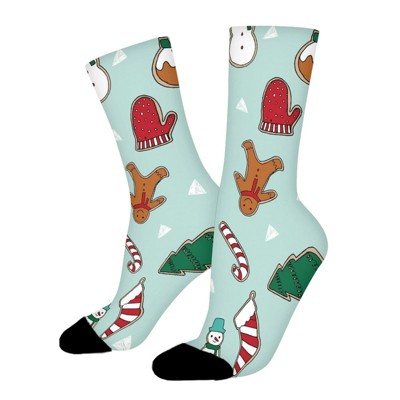 Chritsmas Cookes Baking Women Printed Crew Socks Funny Funky Socks Soft Polyester Novelty Gifts for Artists Men