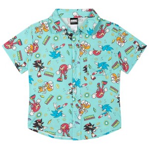 SEGA Sonic the Hedgehog Toddler Boys Hawaiian Button Down Shirt Aqua Blue  4T : Target