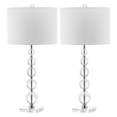 (Set of 2) 29" Liam Stacked Crystal Ball Lamp Clear (Includes CFL Light Bulb) - Safavieh