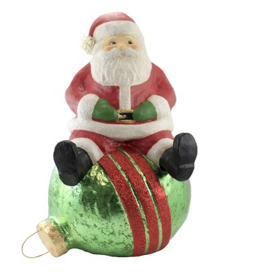 Christmas 20.5" Jolly Santa On Bauble Claus Ornament Home Decor  -  Decorative Figurines