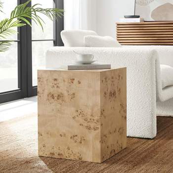 Modway Cosmos 16 Inch Square Burl Wood Side Table