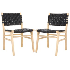 Taika Woven Leather Dining Chair (Set of 2) - DCH4000 - Safavieh - 1 of 4