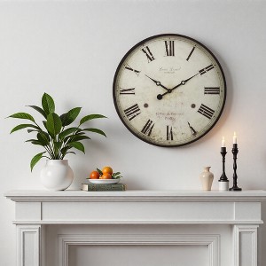 FONTOI 20 Inch Wall Clocks Round Antique Roman Numeral Timepiece Decorative Living Room Hanging Clock, Home Decor, Brown, 20"*20"*1.75" - 1 of 4