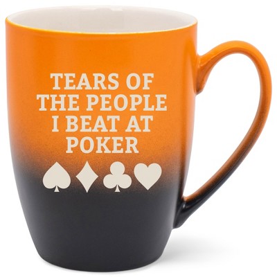 100 North Playing Card 10 Ounce Orange and Black Two Toned Ombre, Comfortably Fits Your Hands, Ceramic Tea Coffee Cup Mug, TEARS OF THE PEOPLE I BEAT