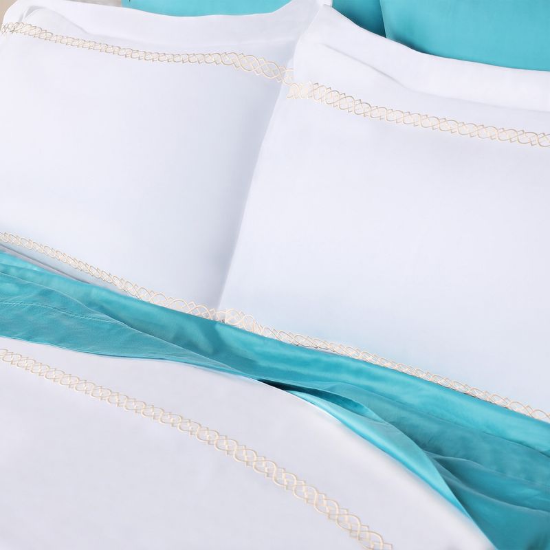 Luxury 1000 Thread Count Premium Cotton Infinity Scroll Embroidered 3 Piece Duvet Cover Set by Blue Nile Mills, 3 of 6