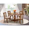 HomeStock 5-Piece Natural Oak Finish Solid Wood Top Dining Table with 4 Parson Chair - 2 of 4