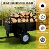 Heavy Duty Dump Cart, 15 Cubic Feet Tow Behind Garden Trailer with Raised Side Rails, Hand Pull or Foot-Release Utility Trailer for Garden, Black - 4 of 4