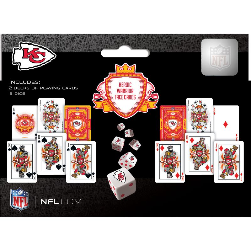 MasterPieces Officially Licensed NFL Kansas City Chiefs 2-Pack Playing cards & Dice set for Adults, 4 of 6