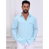 Men's Casual Solid Pocket Long Sleeve Button Down Plaid Textured Shirt - 4 of 4