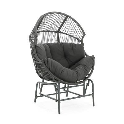 Dark Gray Iron Wicker Outdoor Lounge Chair