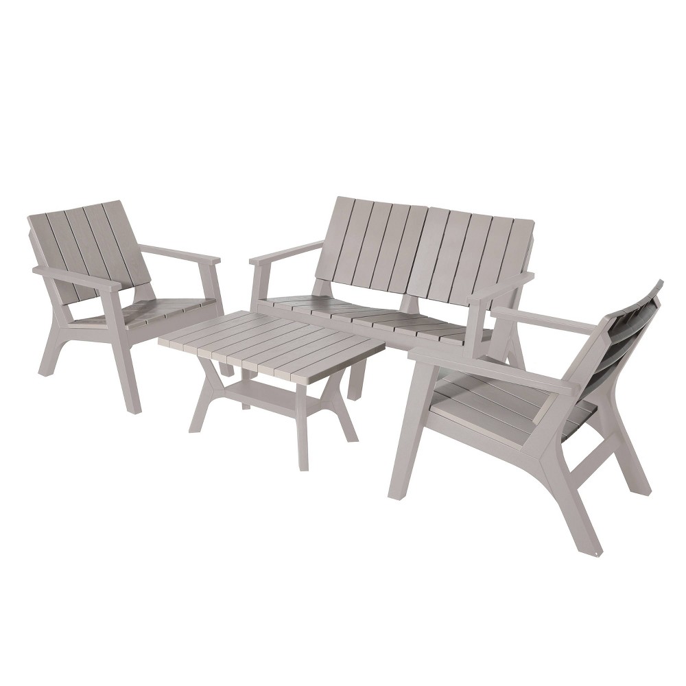 Photos - Garden Furniture Dukap Enzo 4pc Faux Wood All-Weather Conversation Chat Set - Gray  