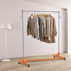 220 LBS Portable Rolling Clothes Rack, Heavy Duty Garment Rack with Nesting Base, 59'' Length Commercial Clothing Rack with 360° Wheels for Bedroom - 1 of 4