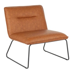 CAVINAS Faux Leather Accent Chair with Metal Sleigh Legs,Cozy Upholstered Living Room Chairs,Reading Chairs for Living Room - 1 of 4