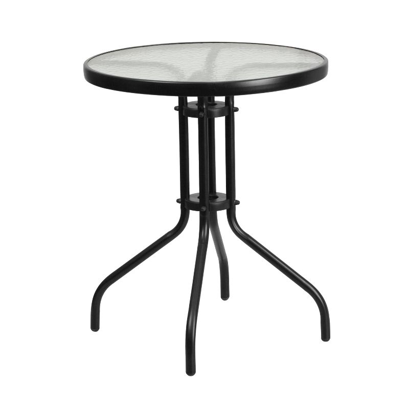 Emma and Oliver 23.75" Round Tempered Glass Metal Table, 1 of 7