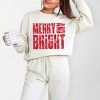 Merry and Bright Block Distressed - Women's Lightweight Garment Dyed Sweatshirt - 2 of 3