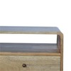 35" Solid Mango Wood TV Stand Curved Media Unit with 2 Drawers, Open Slot, and Nordic Legs for Living Room and Bedroom - 3 of 4