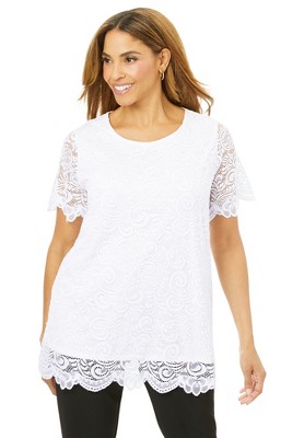 Jessica London Women's Plus Size Lace Tunic, 12 - White : Target