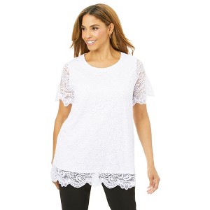 Jessica London Women's Plus Size Stretch Lace Tunic - 1 of 4