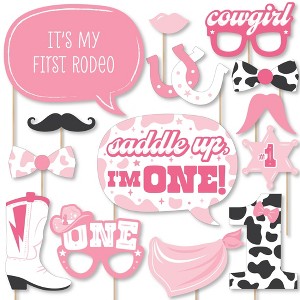 Big Dot of Happiness Pink First Rodeo - Cowgirl 1st Birthday Party Photo Booth Props Kit - 20 Count - 1 of 4