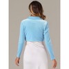 INSPIRE CHIC Women's Long Sleeve Lapel Collar Velvet Open Front Cropped Cardigan - 3 of 4