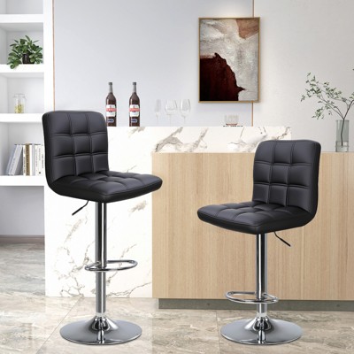 COMHOMA Bar Stools Set of 2/4,  Modern PU Leather Swivel Adjustable Counter Bar Stool