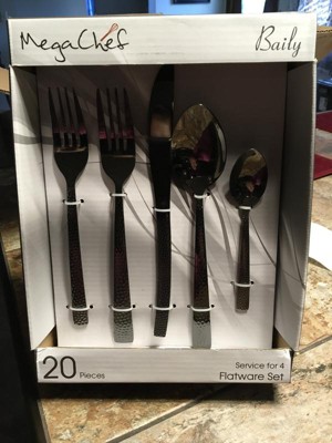 MegaChef Baily 20 Piece Flatware Utensil Set, Stainless Steel