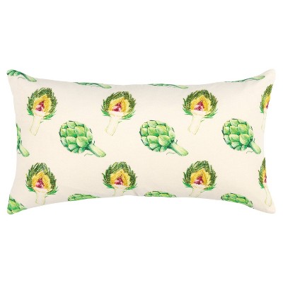 14"x26" Oversized Artichokes Lumbar Throw Pillow Green - Rizzy Home