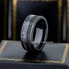 Jewelry Avalanche Black IP Eternity CZ with Titanium Shavings Inlay Pipe Cut Tungsten Carbide Wedding Band, Comfort-fit, 8mm - 2 of 4