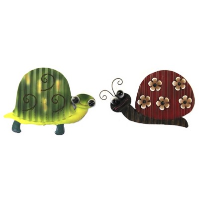 Home & Garden 37.0" Googly Eye Snail & Turtle Pokes Set / 2 Yard Decor Stake Direct Designs International  -  Decorative Garden Stakes