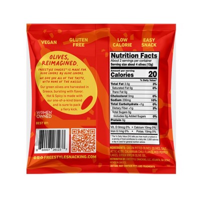 Freestyle Snacks Hot & Spicy Green Olives - 1.1oz