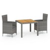 vidaXL 3 Piece Patio Dining Set with Cushions Poly Rattan Gray - 2 of 4
