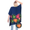 LA LEELA Women's Swim Vacation Beachwear Oversized Swim Suit Cover Up Bikini Vacation Party 1X-2X Blue, Leaf - 2 of 3