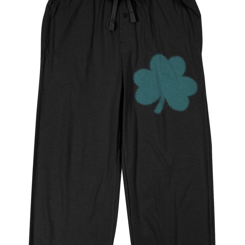 St. Patrick's Day Clover Leaf Men's Black Sleep Pajama Pants, 2 of 4