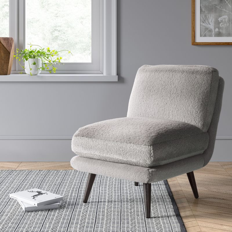 Harper Faux Fur Slipper Chair Fully Assembled Gray - Threshold&#8482;, 3 of 6