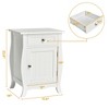 Costway 2PCS Accent End Table with Drawer Storage Cabinet Nightstand White - 3 of 4