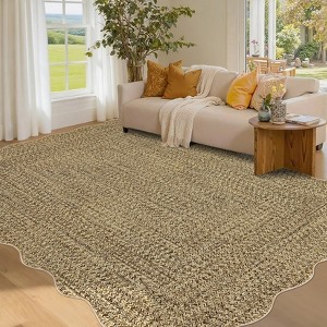Garvee Scalloped Braided Printed Area Rug Washable Non Slip Low Pile Accent Rug Soft Foldable Rugs - 1 of 4