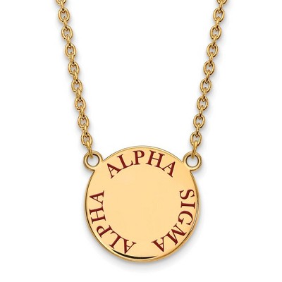 Black Bow Jewelry 14k Yellow Gold Plated Sterling Silver Alpha Sigma Alpha Greek Life Necklace 18 Inch