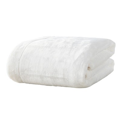 Optic White Velvet Plush Reversible Sherpa Throw Blanket